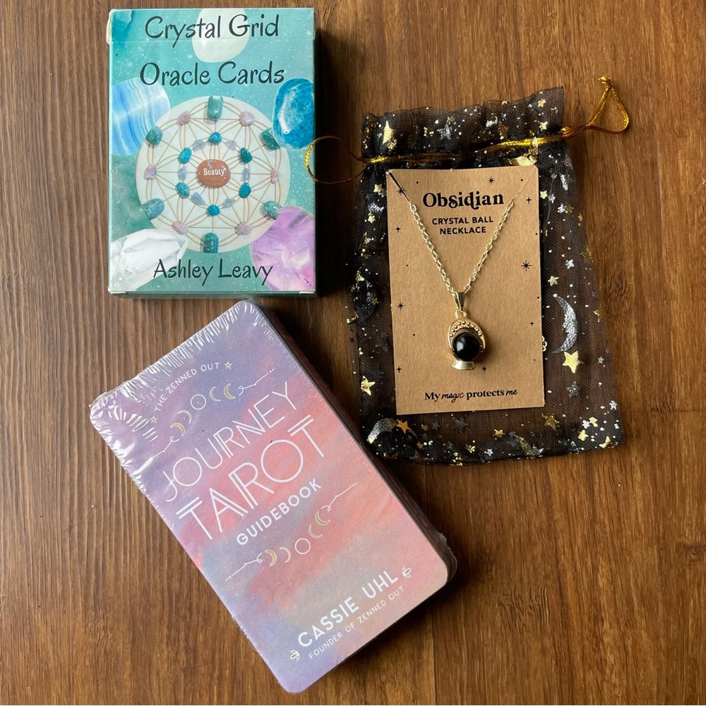 Goddess Provisions Crystal Ball Necklace Obsidian Tarot Cards Oracle Deck Set🔮✨